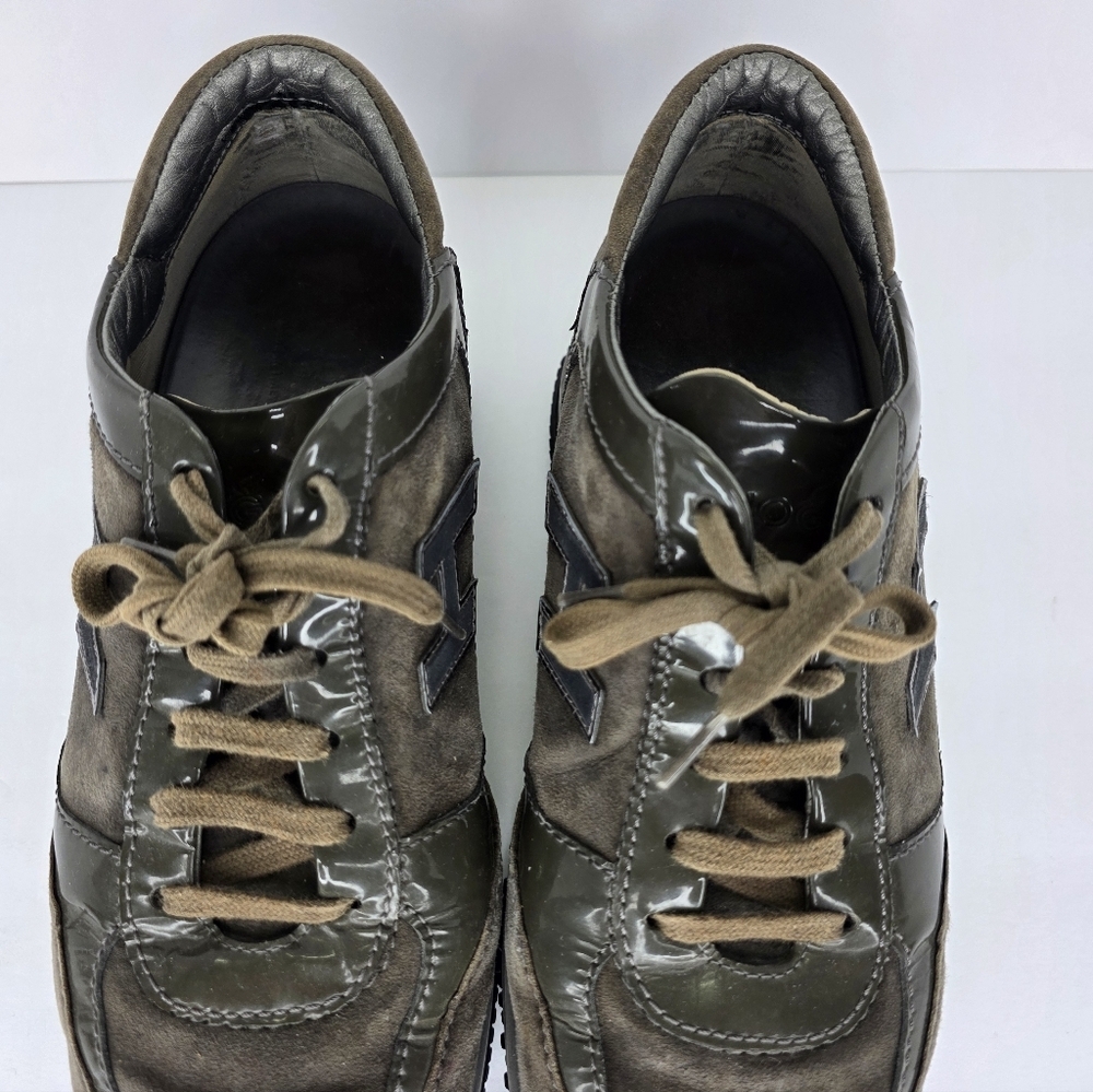 Hogan Interactive Suede Patent Leather Sneakers Womens Almond Toe H Logo  38 1/2 - Picture 7 of 16